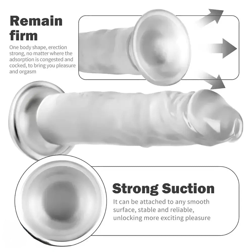 Clear Suction Cup Dildo 7.68 in - Realistic PVC Toy