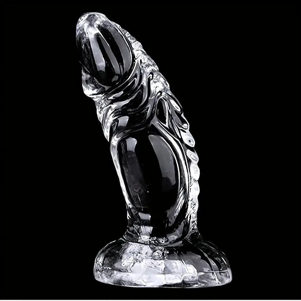 Clear Ribbed Anal Dildo 7.5 in - Anal Prostate Dildo