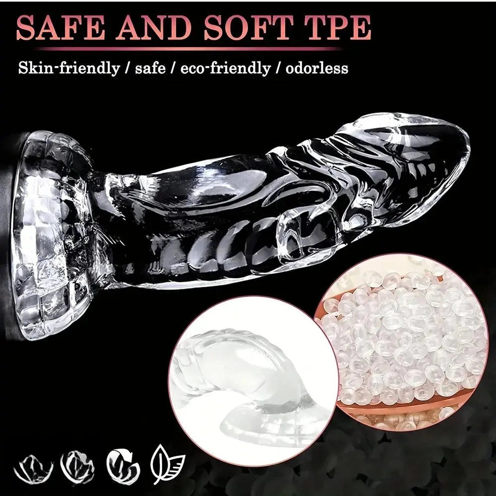Clear Ribbed Anal Dildo 7.5 in - Anal Prostate Dildo