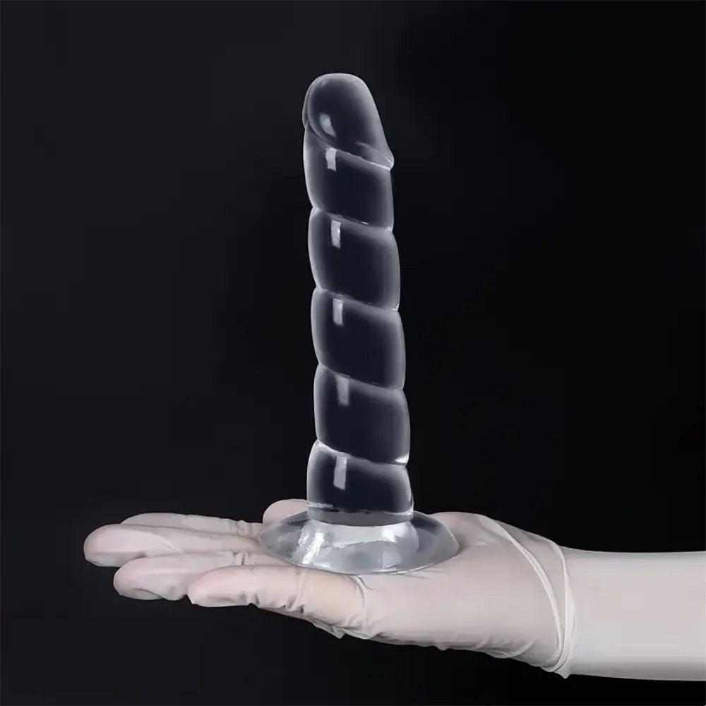 Clear Ribbed Fantasy Dildo 6.6in - PVC G-Spot Fantasy Dildo