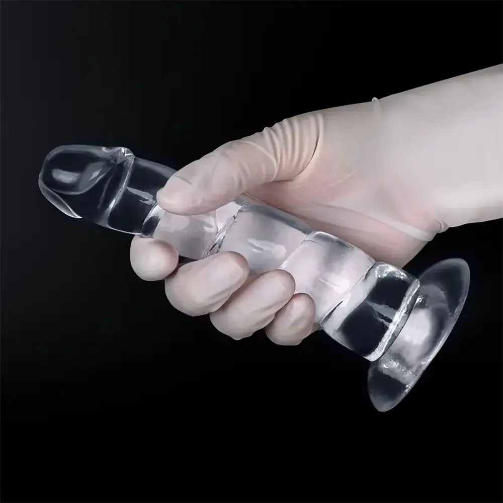 Clear Ribbed Fantasy Dildo 6.6in - PVC G-Spot Fantasy Dildo