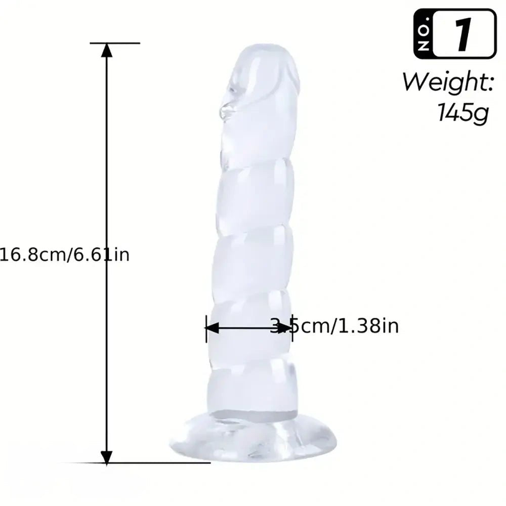 Clear Ribbed Fantasy Dildo 6.6in - PVC G-Spot Fantasy Dildo