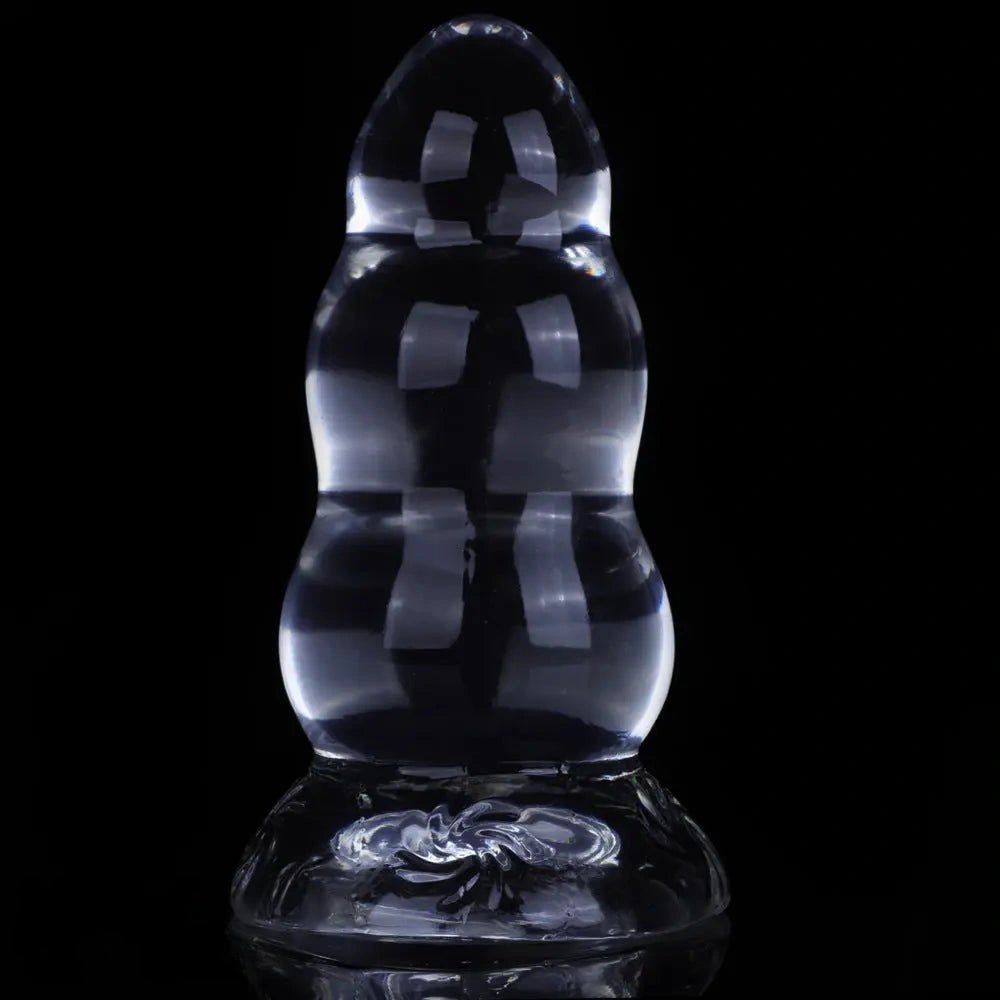 Clear Ribbed TPE Suction Cup Dildo - Transparent Suction Dildo