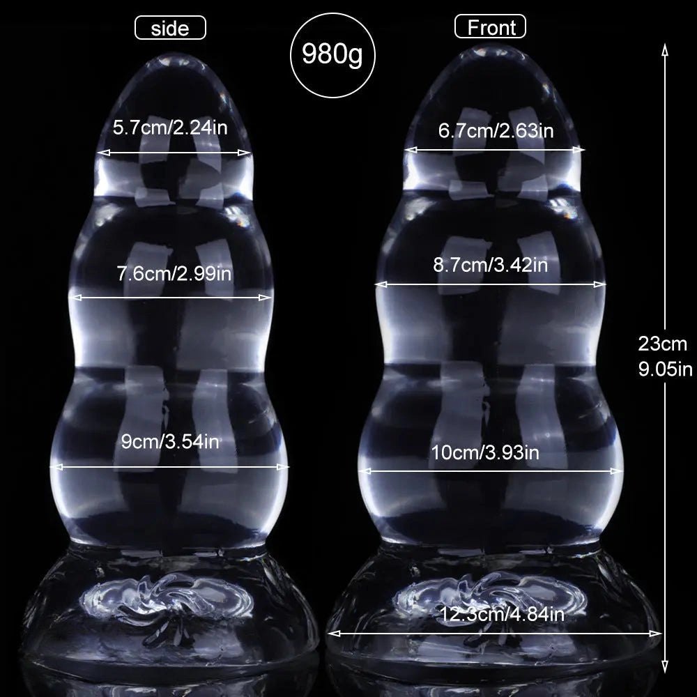 Clear Ribbed TPE Suction Cup Dildo - Transparent Suction Dildo