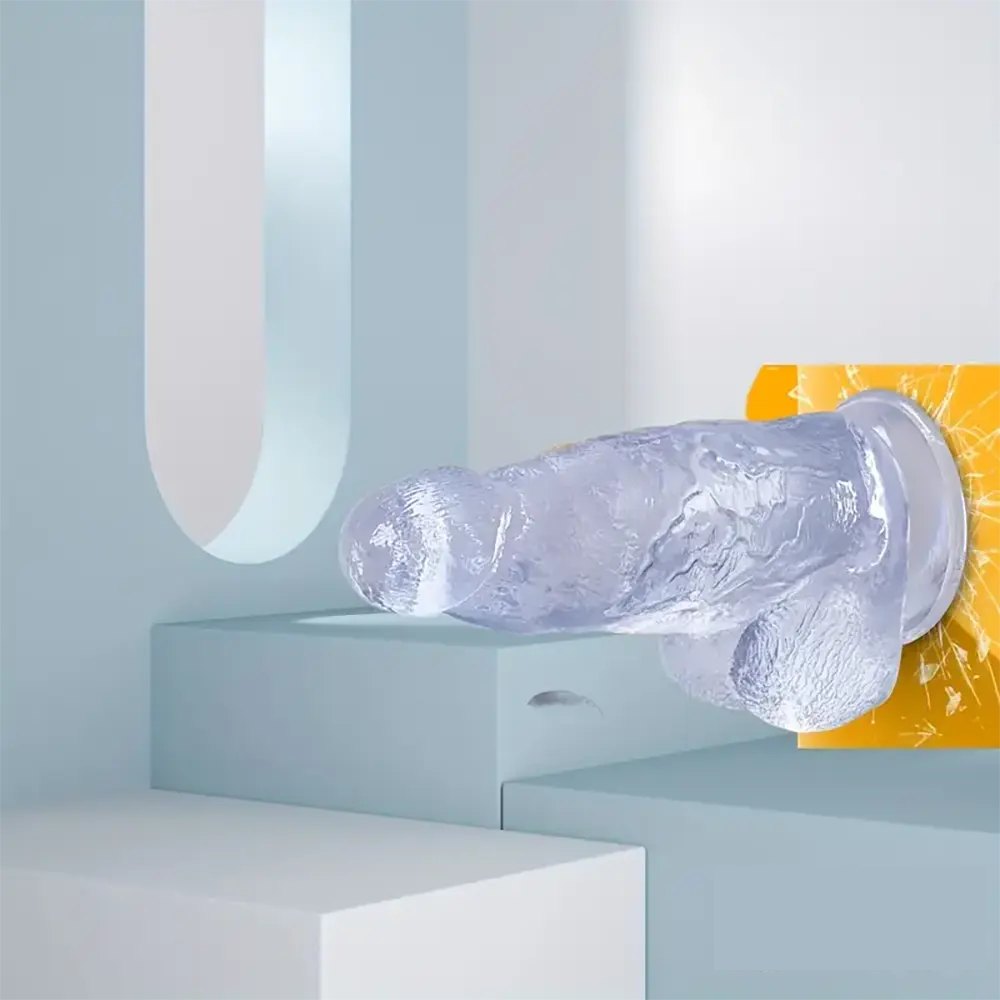 Clear Rubber Realistic Dildo 9.25 in - Big Silicone-Style Dildo