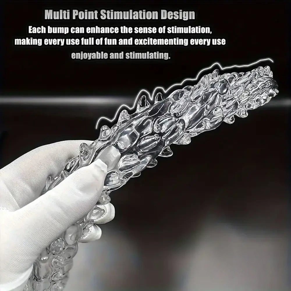 Clear Spiked Fantasy Dildo 22.6 in - Textured Novelty Dildo