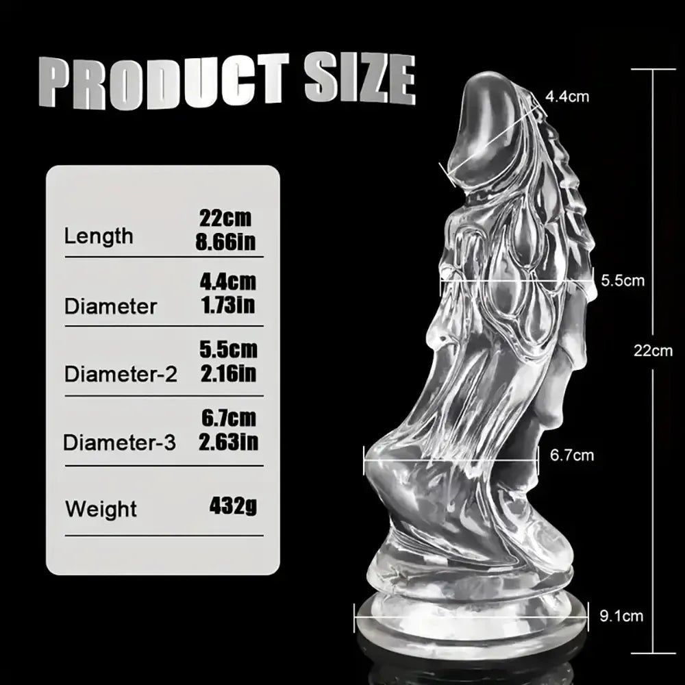 Clear Spiked Monster Fantasy Dildo - Ridged Novelty Dong