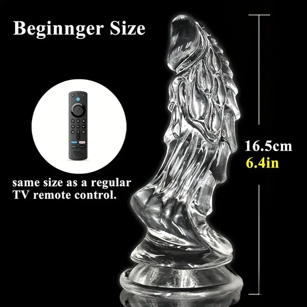 Clear Spiked Monster Fantasy Dildo - Ridged Novelty Dong