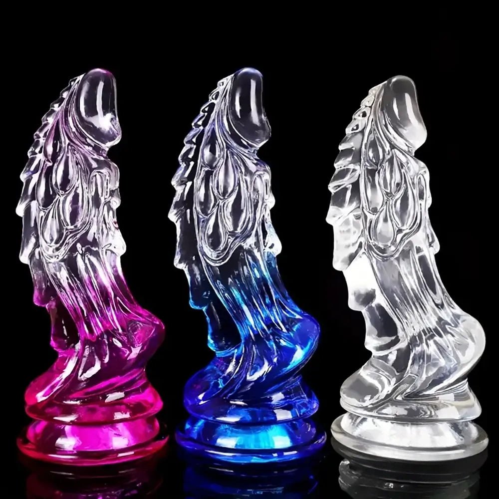 Clear Spiked Monster Fantasy Dildo - Ridged Novelty Dong