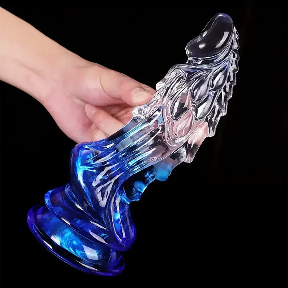 Clear Spiked Monster Fantasy Dildo - Ridged Novelty Dong