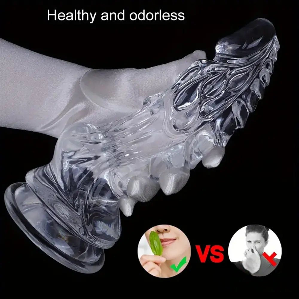Clear Spiked Monster Fantasy Dildo - Ridged Novelty Dong
