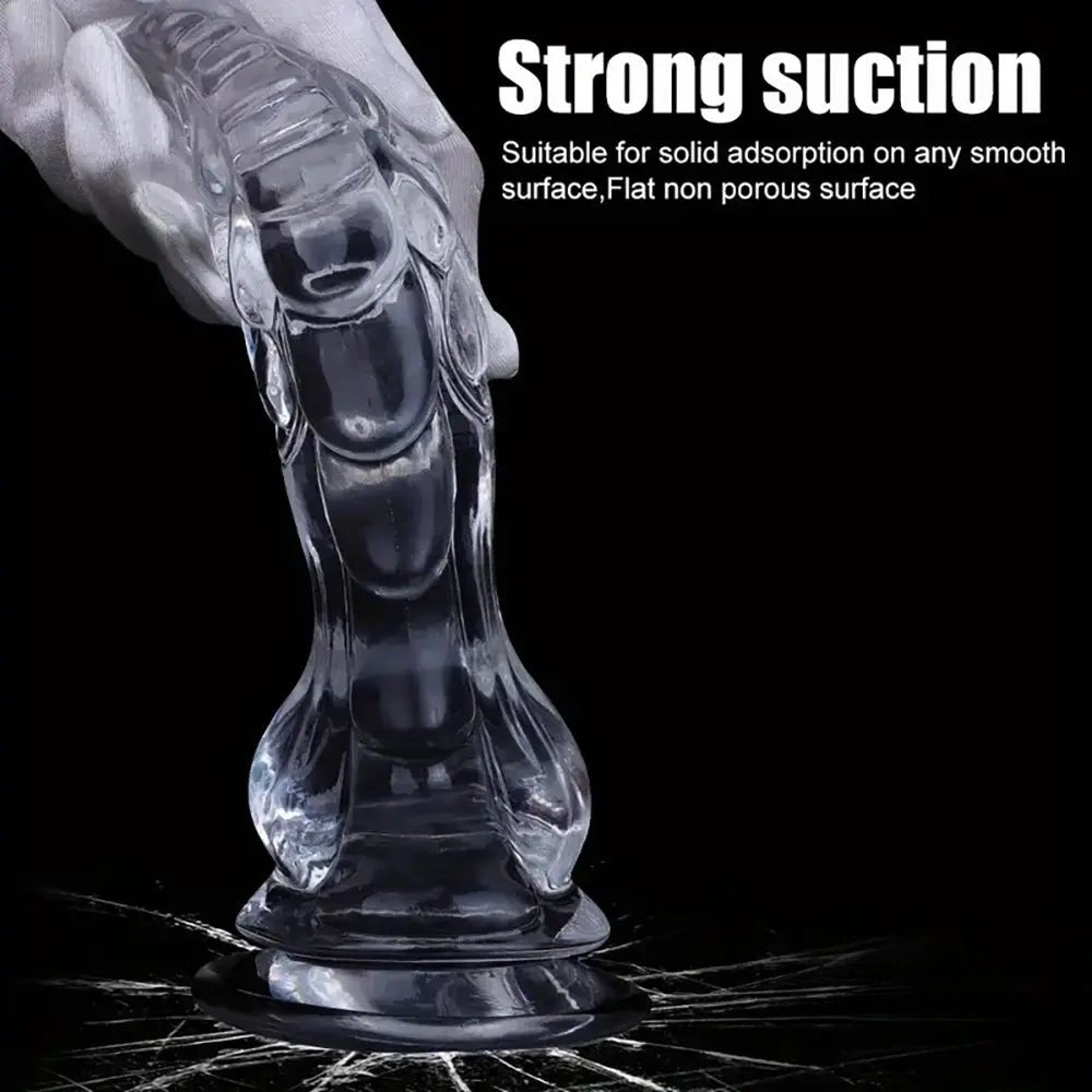 Clear Spiked Monster Fantasy Dildo - Ridged Novelty Dong