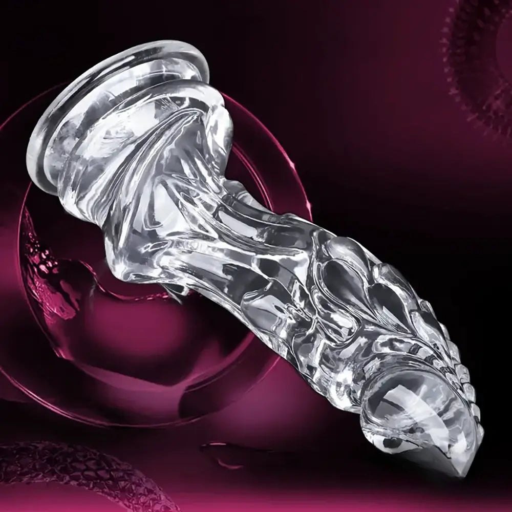 Clear Spiked Monster Fantasy Dildo - Ridged Novelty Dong
