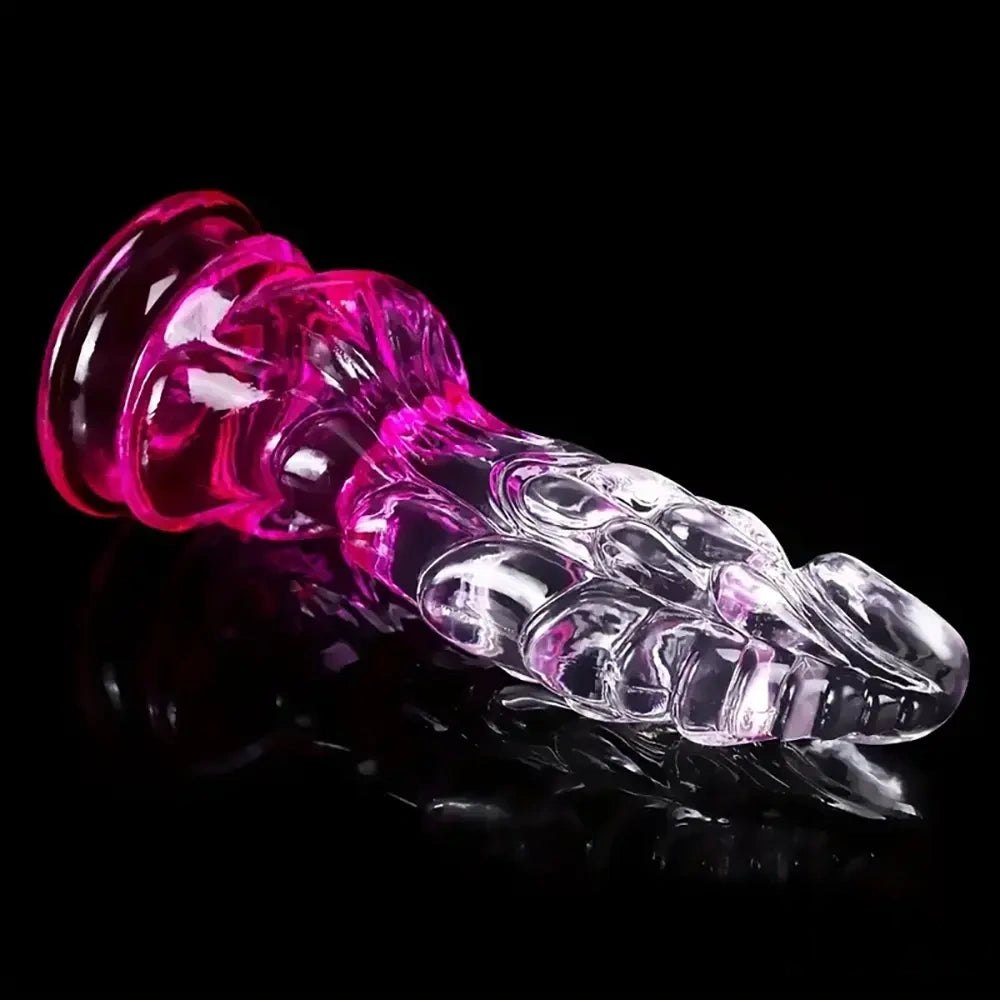 Clear Spiked Monster Fantasy Dildo - Ridged Novelty Dong