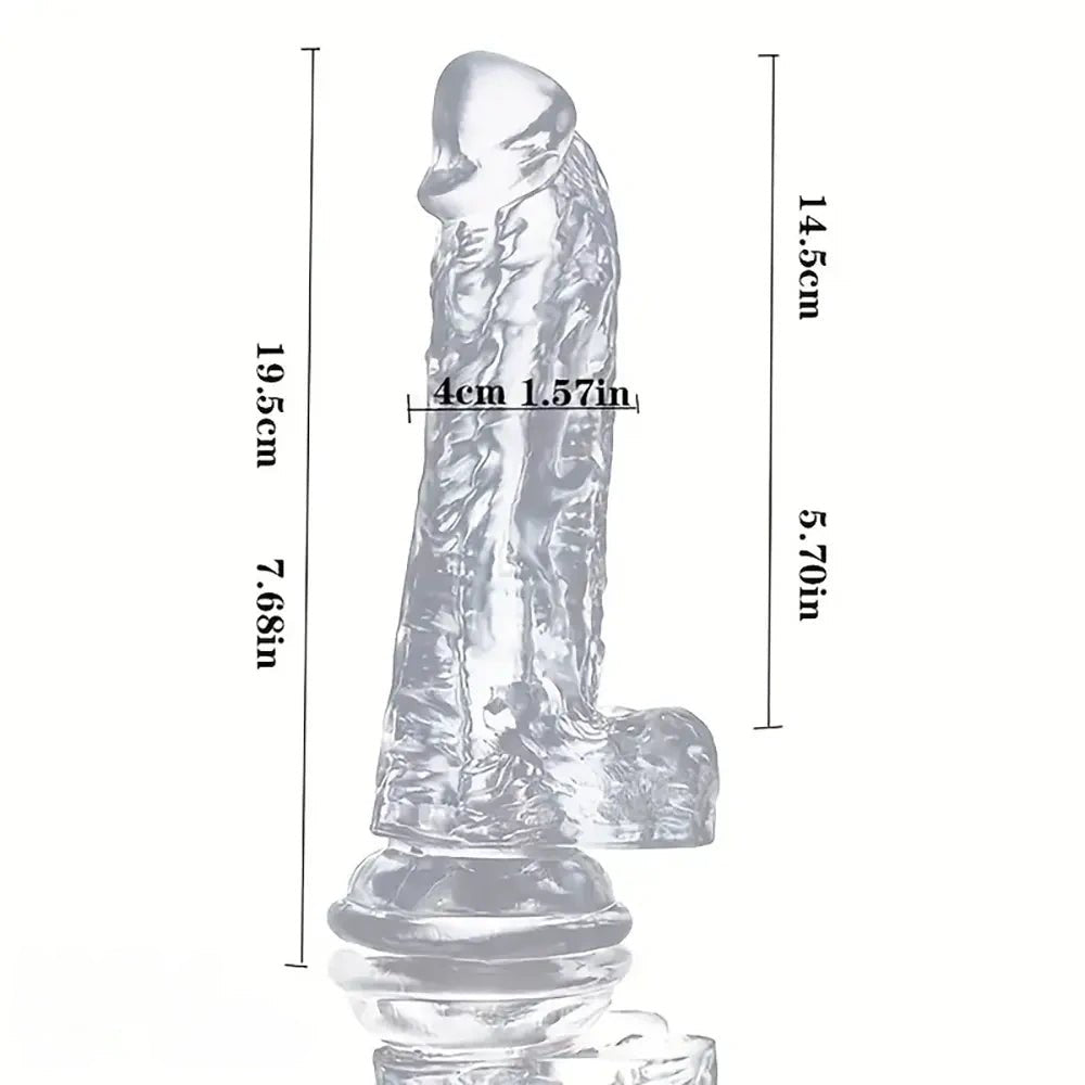 Clear Suction Cup Dildo 7.68 in - Realistic PVC Sex Toy