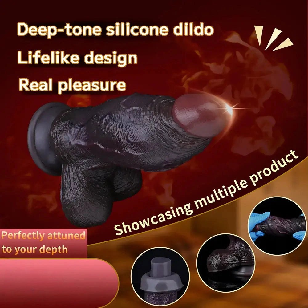 Coffee Dual Density Dildo 6 in - Thick Suction Cup Dildo