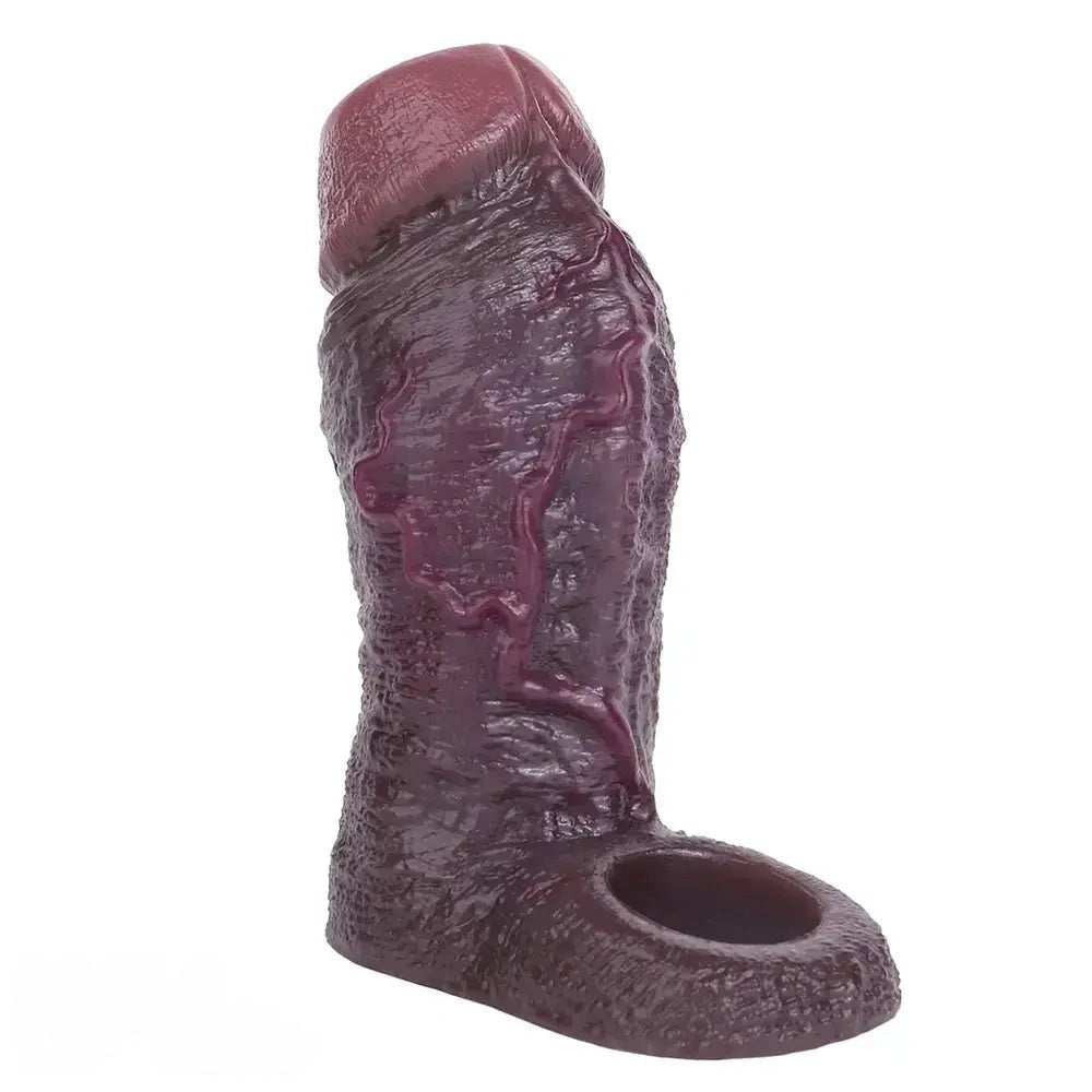 Coffee Flexible Penis Sleeve - Realistic Silicone Sleeve