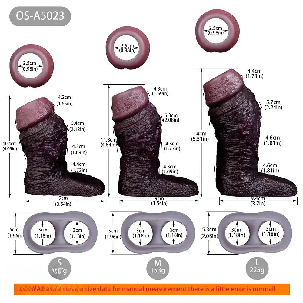 Coffee Flexible Penis Sleeve - Realistic Silicone Sleeve
