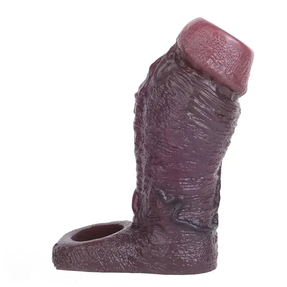 Coffee Flexible Penis Sleeve - Realistic Silicone Sleeve