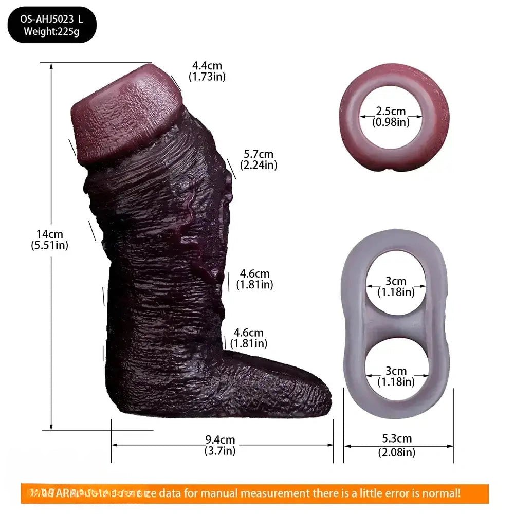 Coffee Flexible Penis Sleeve - Realistic Silicone Sleeve