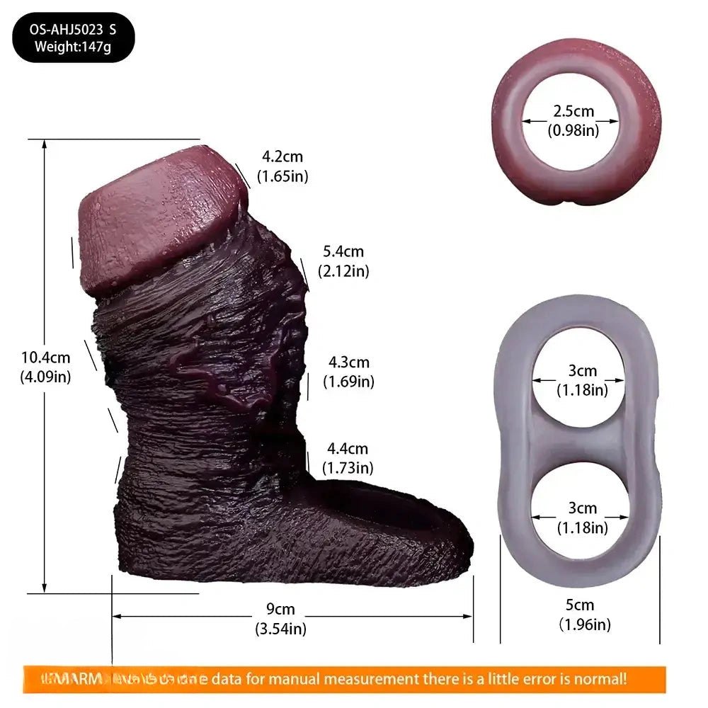 Coffee Flexible Penis Sleeve - Realistic Silicone Sleeve