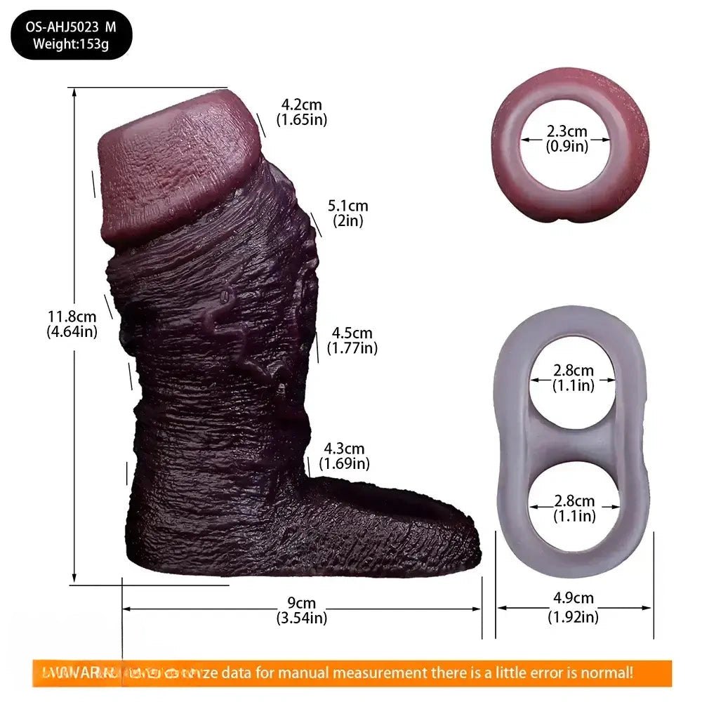 Coffee Flexible Penis Sleeve - Realistic Silicone Sleeve