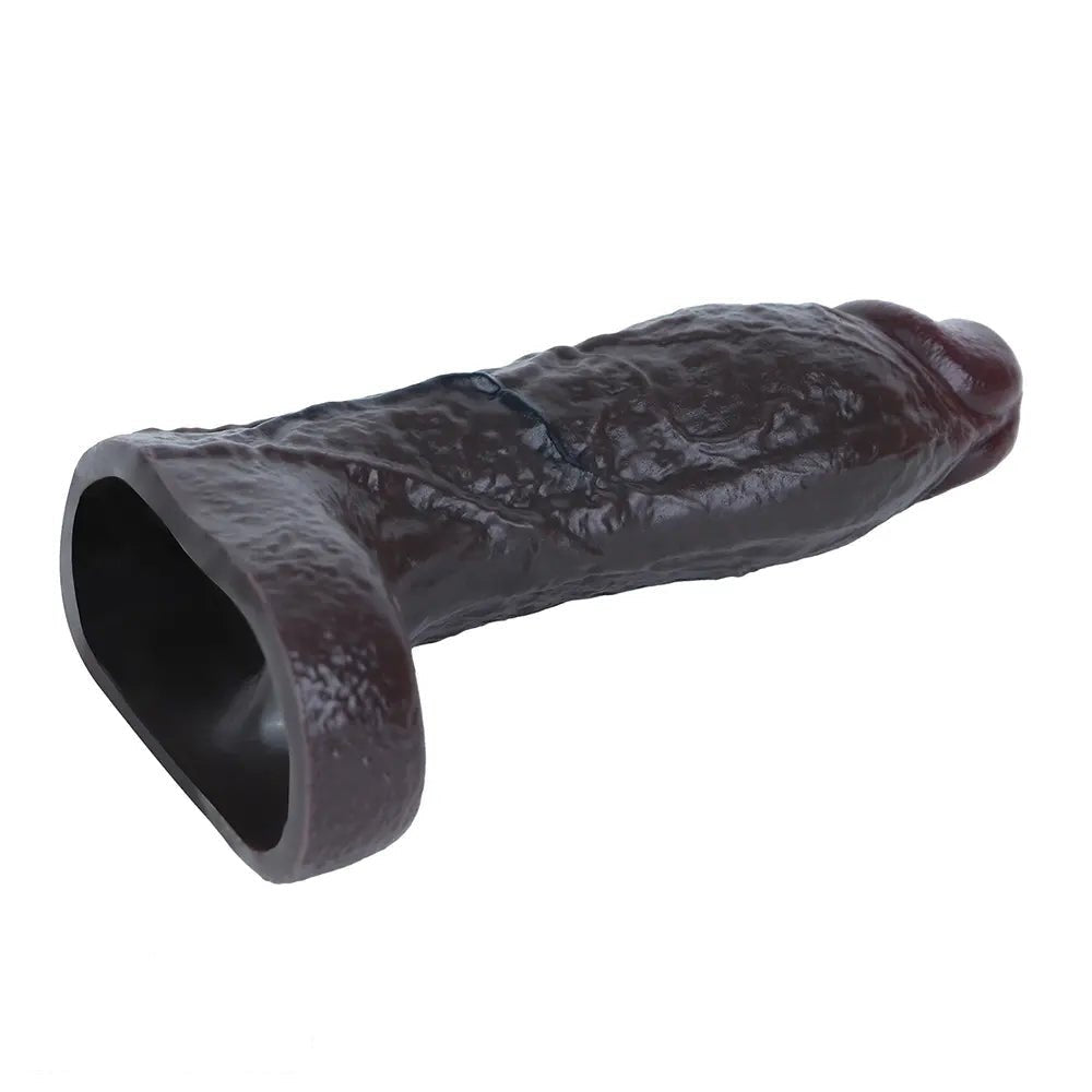 Coffee Hollow Penis Sleeve - Realistic Silicone Dildo