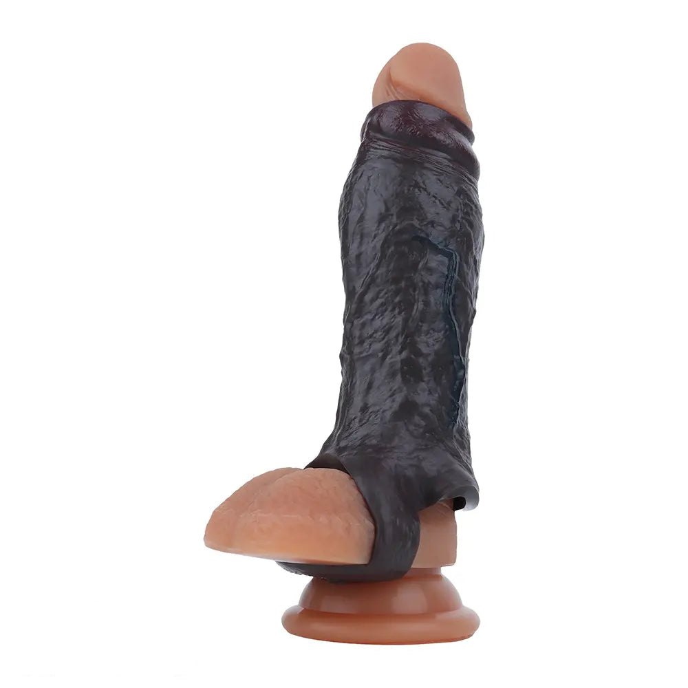 Coffee Hollow Penis Sleeve - Realistic Silicone Dildo