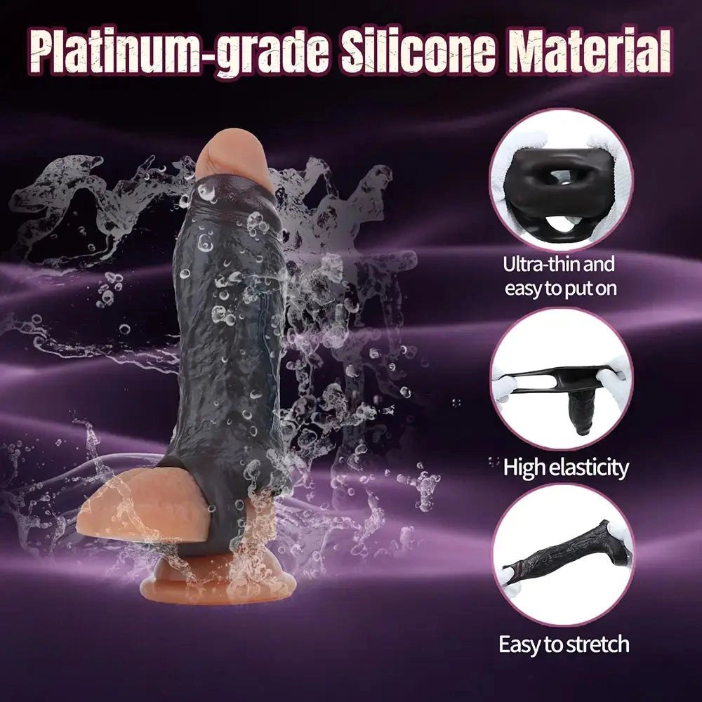 Coffee Hollow Penis Sleeve - Realistic Silicone Dildo