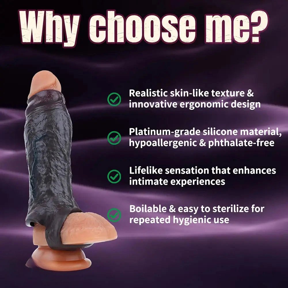 Coffee Hollow Penis Sleeve - Realistic Silicone Dildo