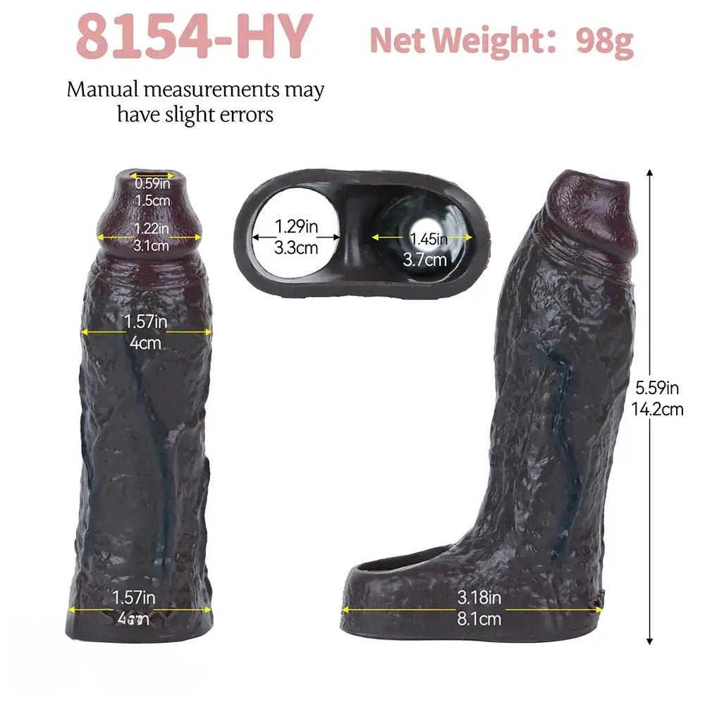 Coffee Hollow Penis Sleeve - Realistic Silicone Dildo