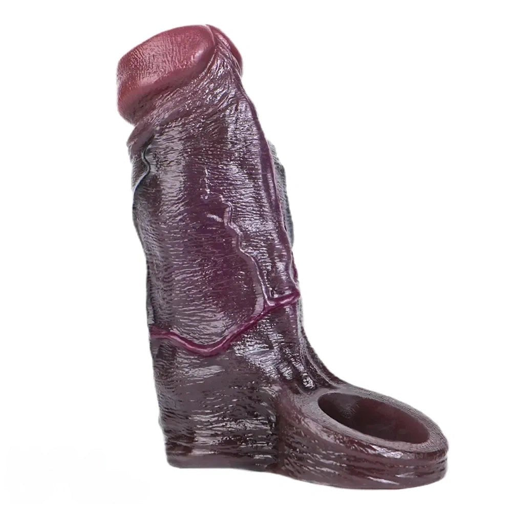 Coffee Hollow Penis Sleeve - Realistic Silicone Sleeve