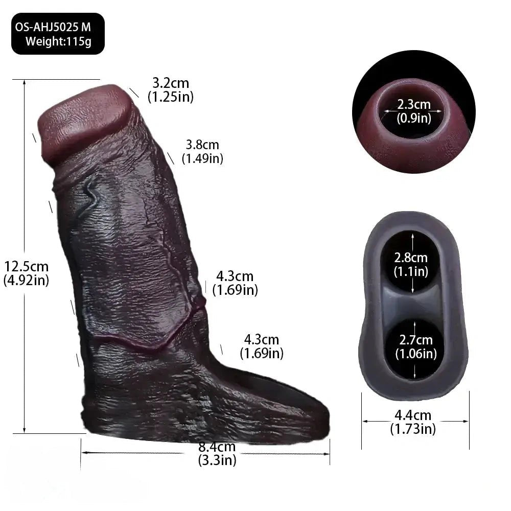 Coffee Hollow Penis Sleeve - Realistic Silicone Sleeve