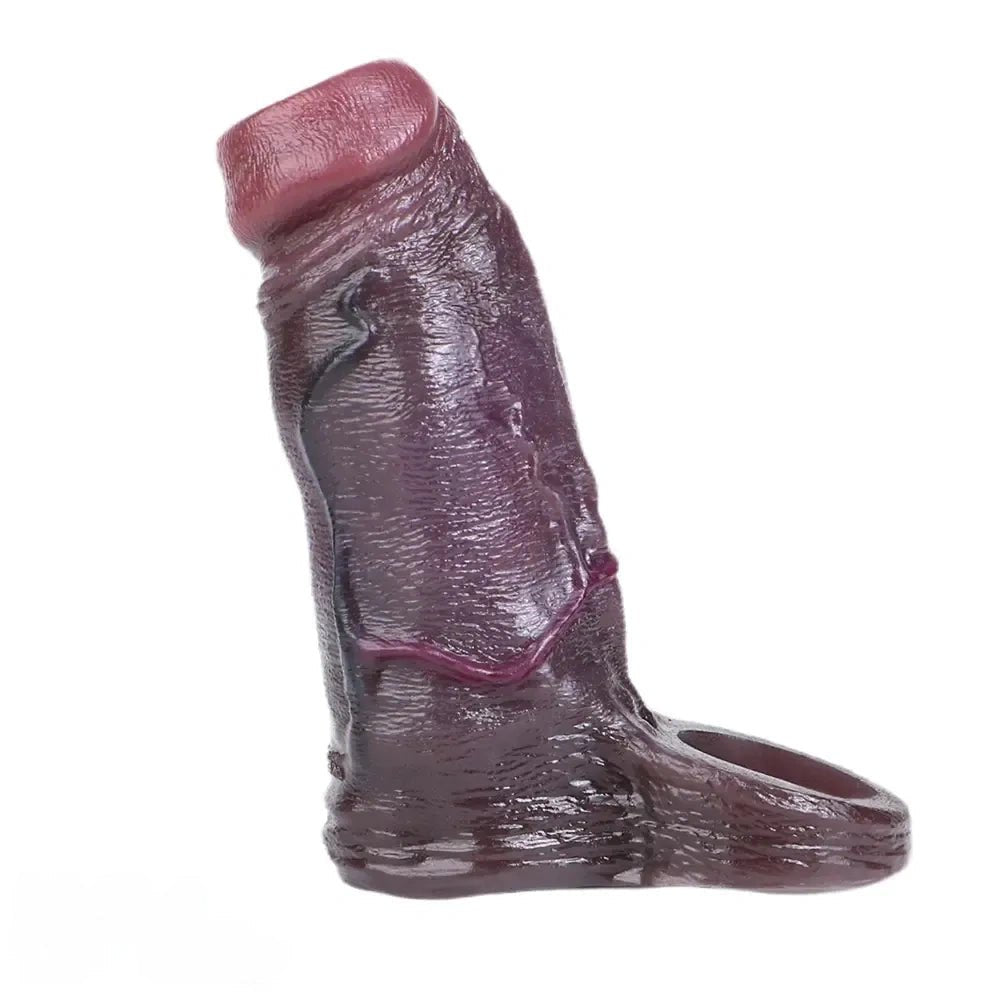 Coffee Hollow Penis Sleeve - Realistic Silicone Sleeve