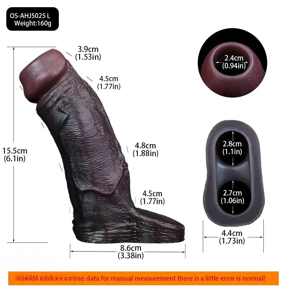 Coffee Hollow Penis Sleeve - Realistic Silicone Sleeve