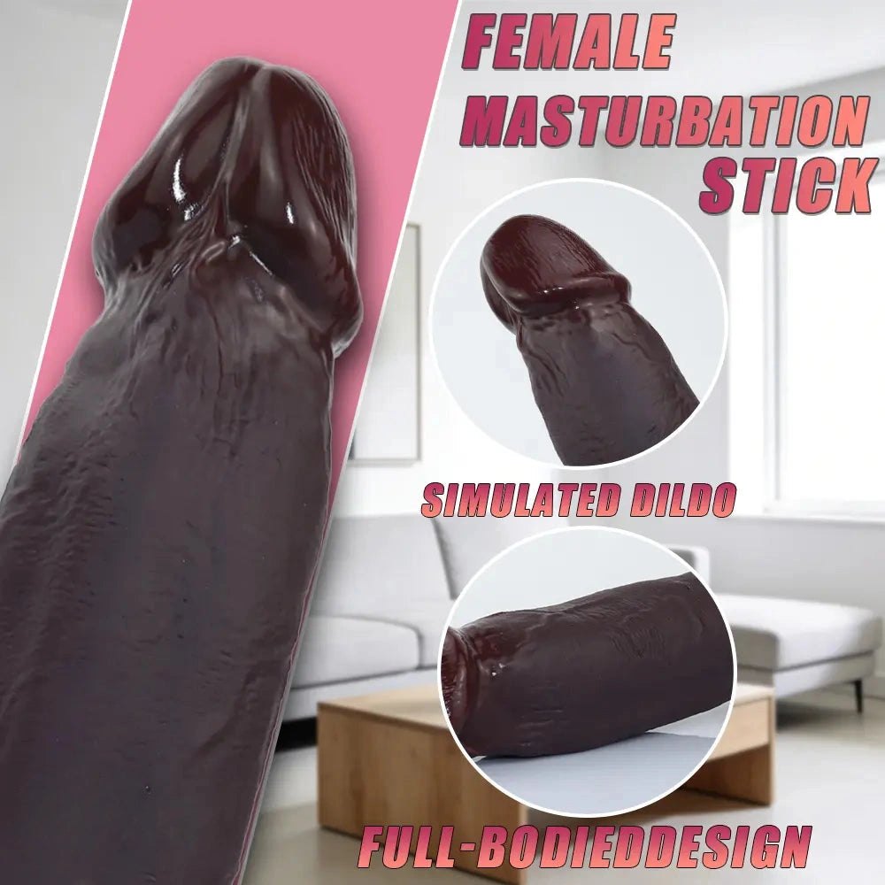 Coffee Realistic Suction Dildo - G-Spot Big Dildo 10 in