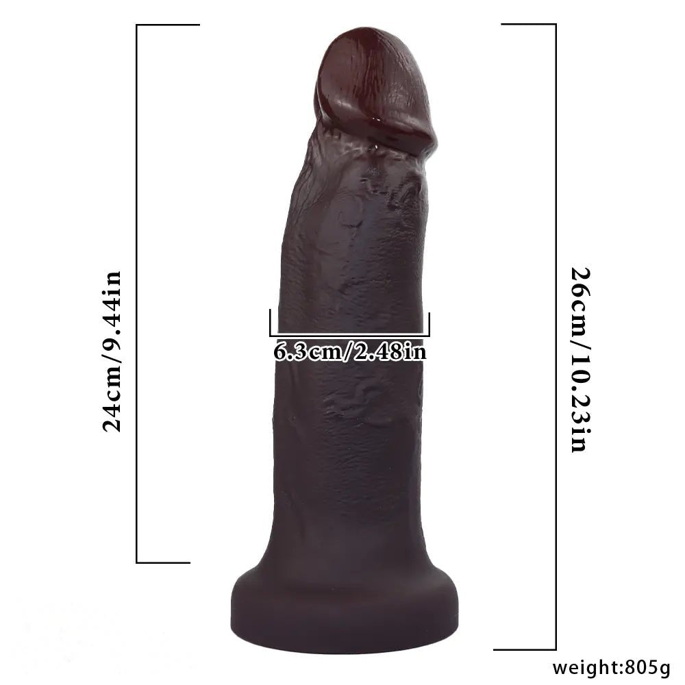 Coffee Realistic Suction Dildo - G-Spot Big Dildo 10 in