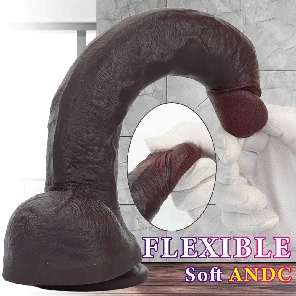 Coffee Realistic Suction Dildo - Realistic Suction Cup Toy