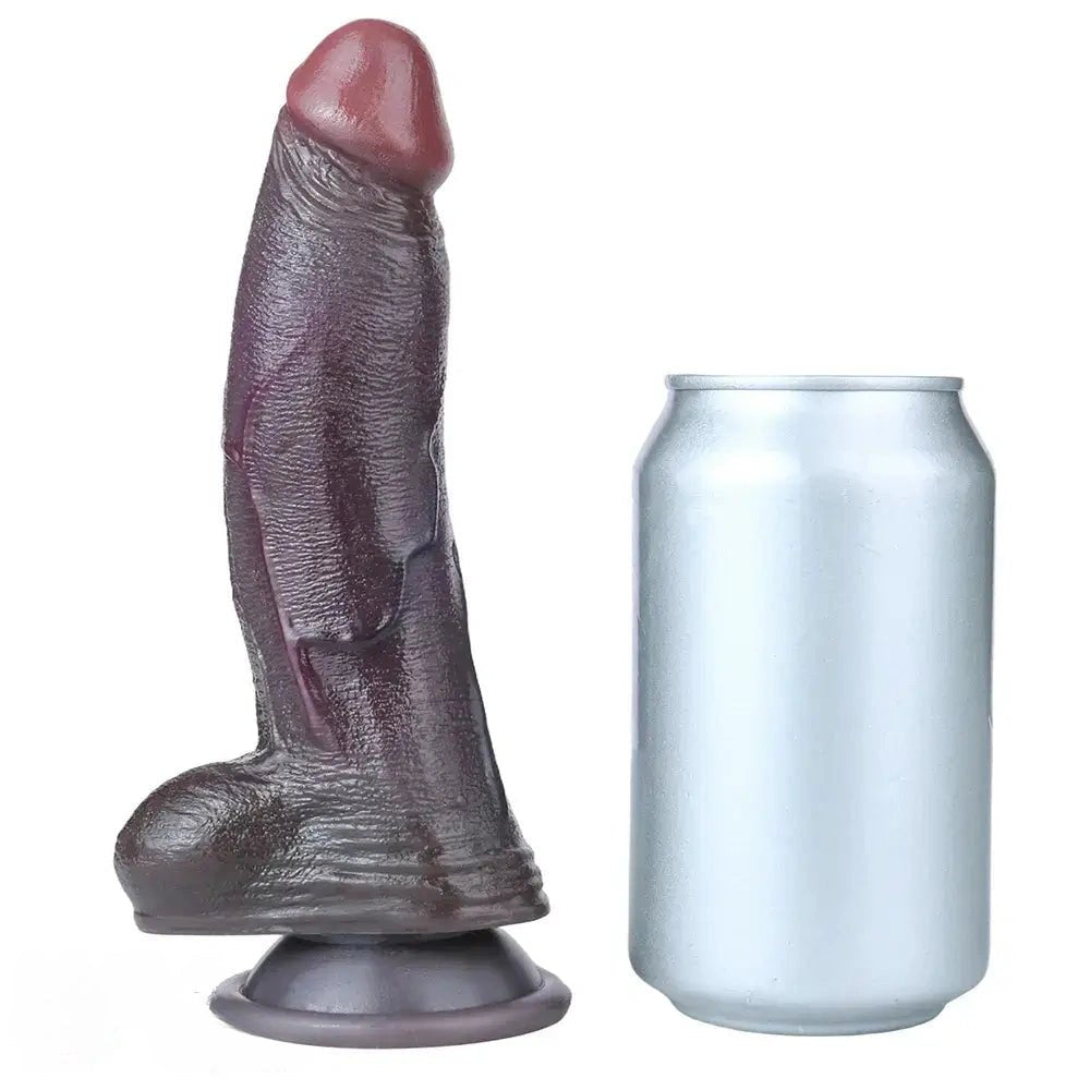 Coffee Silicone Couples Dildo - Suction Cup Dildo