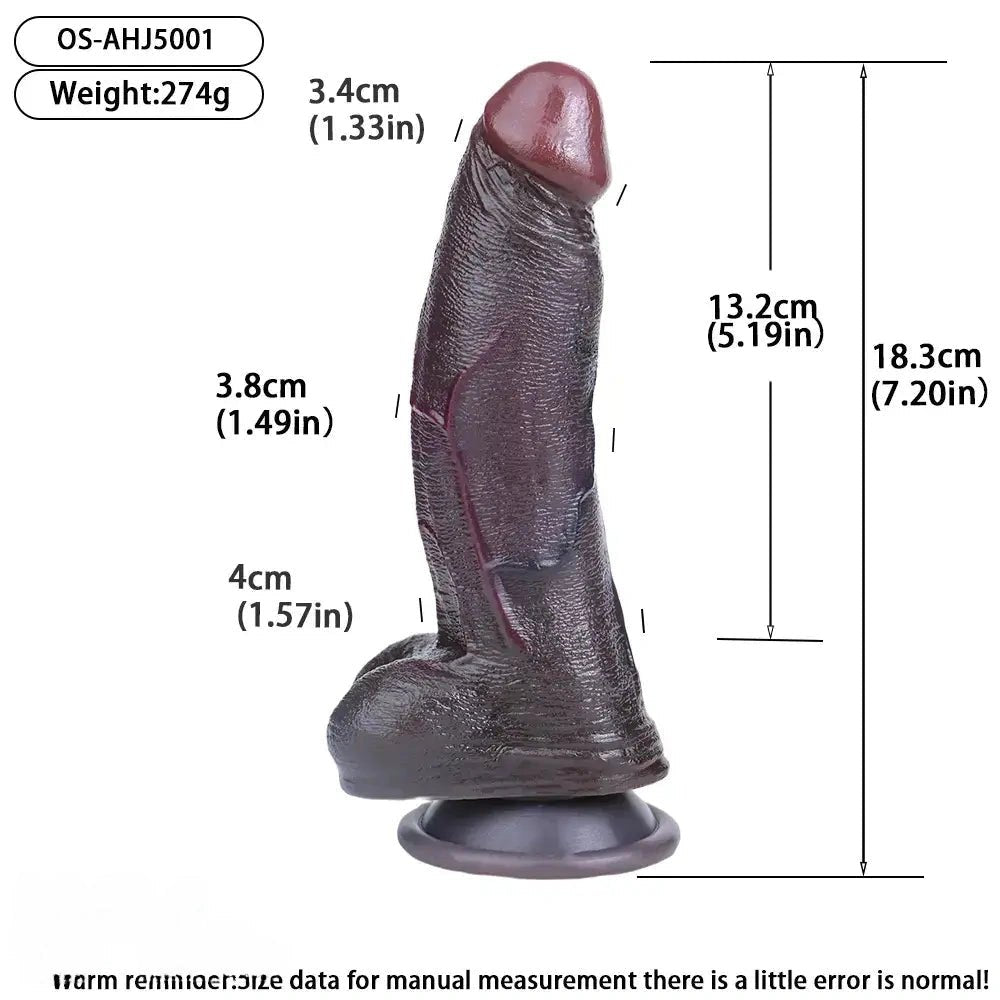 Coffee Silicone Couples Dildo - Suction Cup Dildo