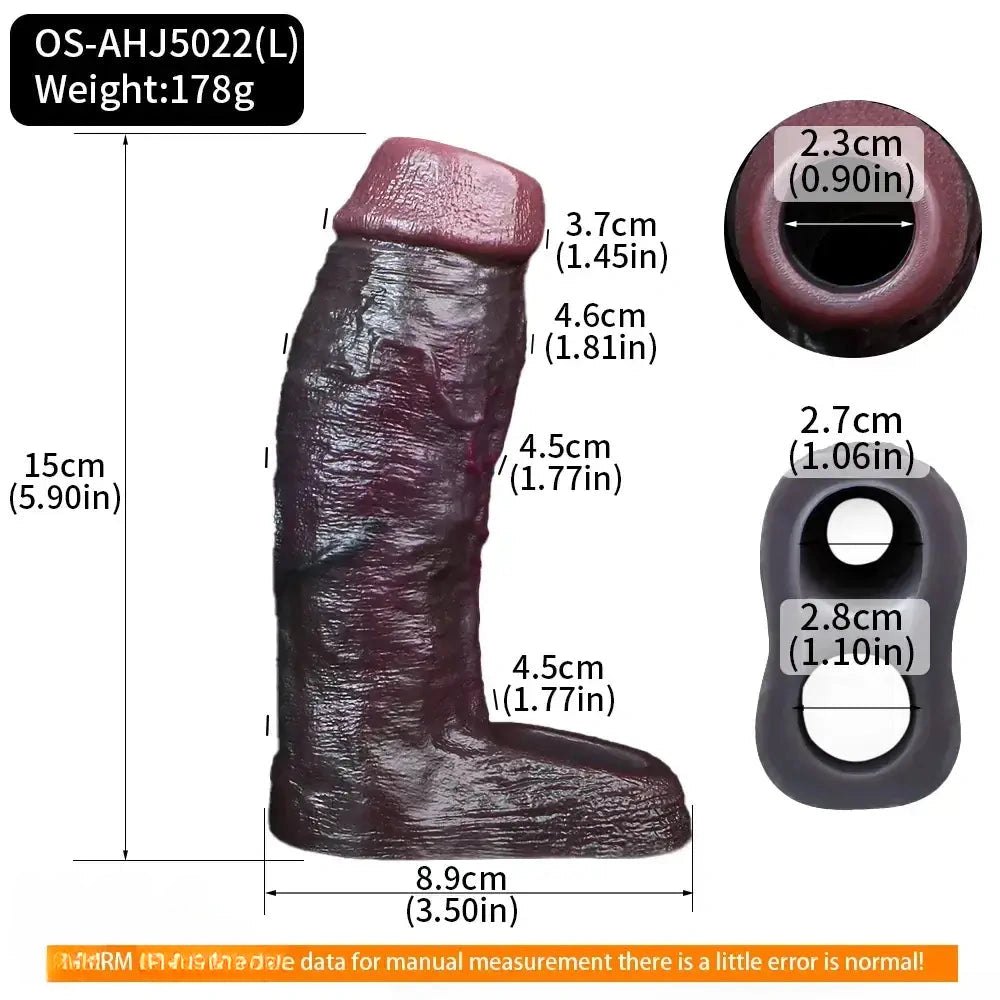 Coffee Extension Penis Sleeve - Realistic Silicone Sleeve