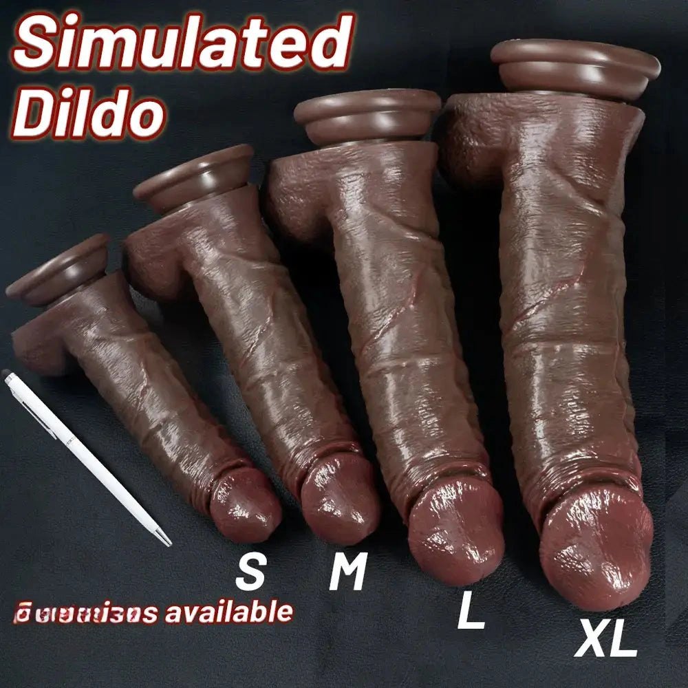 Coffee Silicone Strap-On Dildo - Strap-On Harness Dildo Set