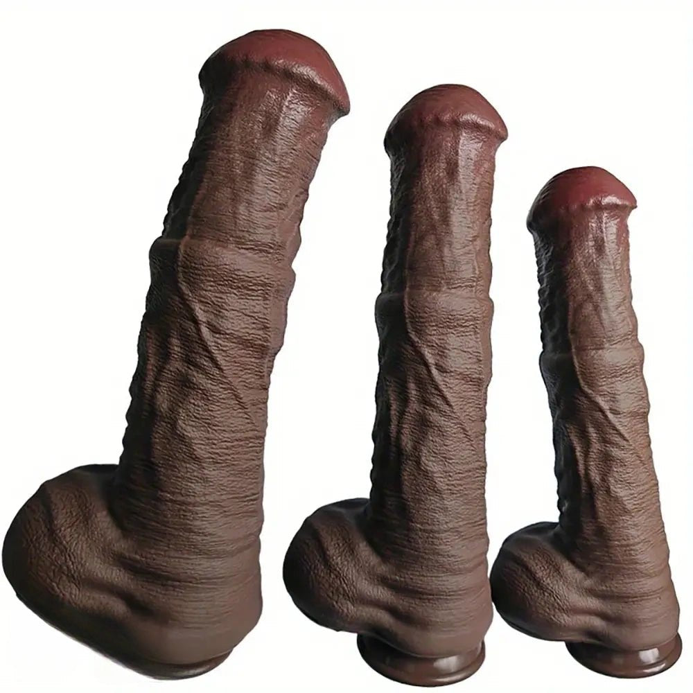 Coffee Silicone XXL Thick Dildo - Large Thick Silicone Dildo