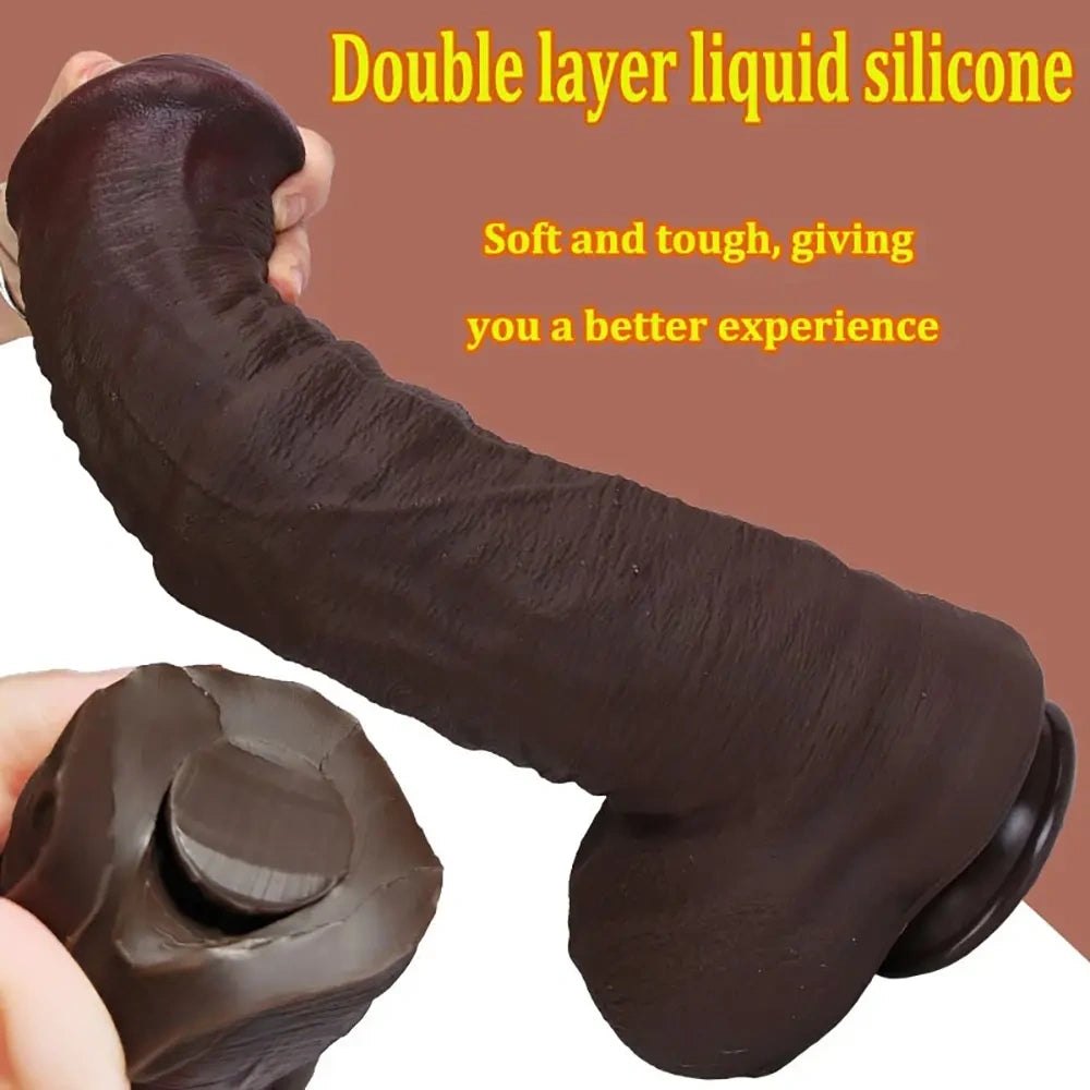 Coffee Silicone XXL Thick Dildo - Large Thick Silicone Dildo