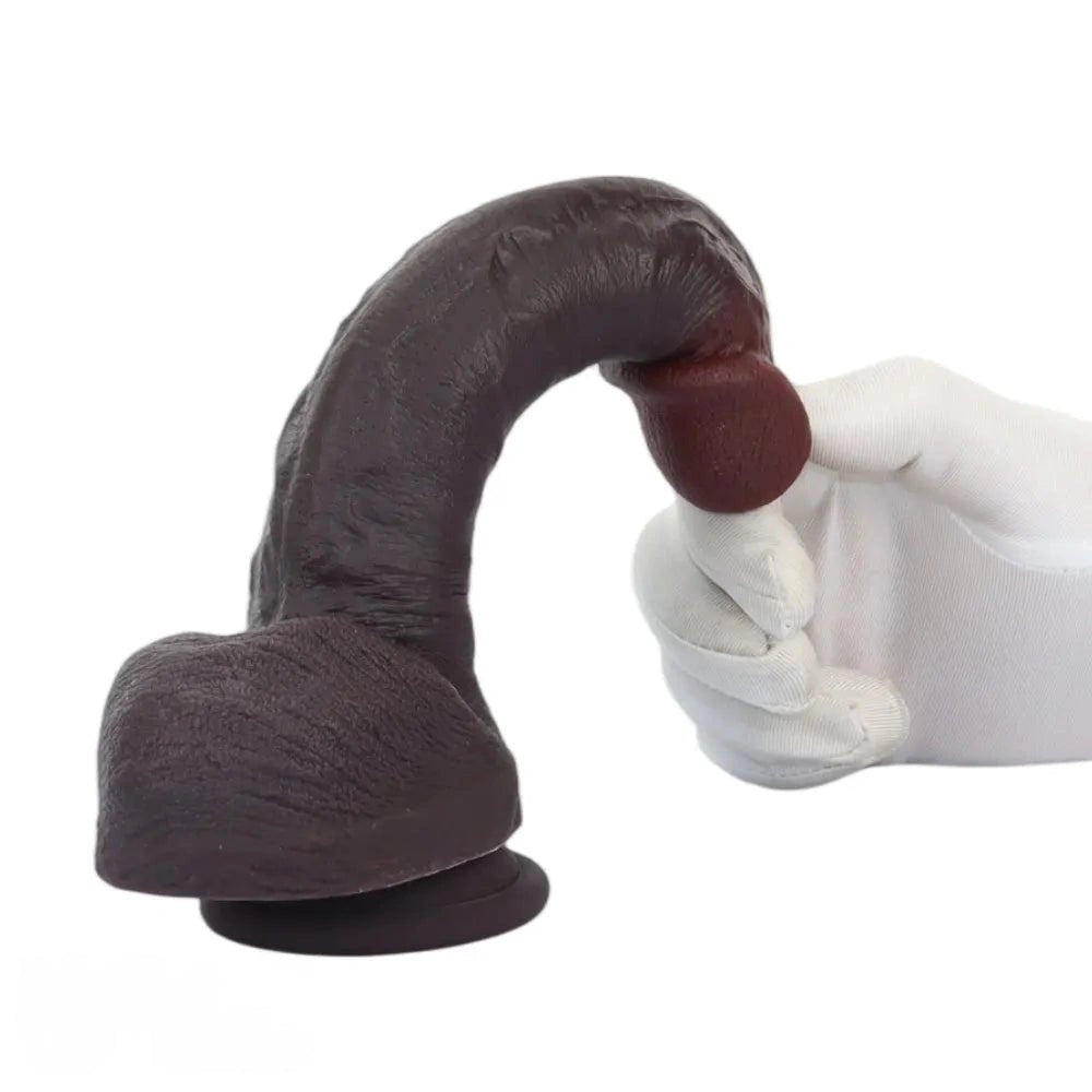 Coffee Suction Cup Dildo 8.67in - Silicone Suction Cup Dildo