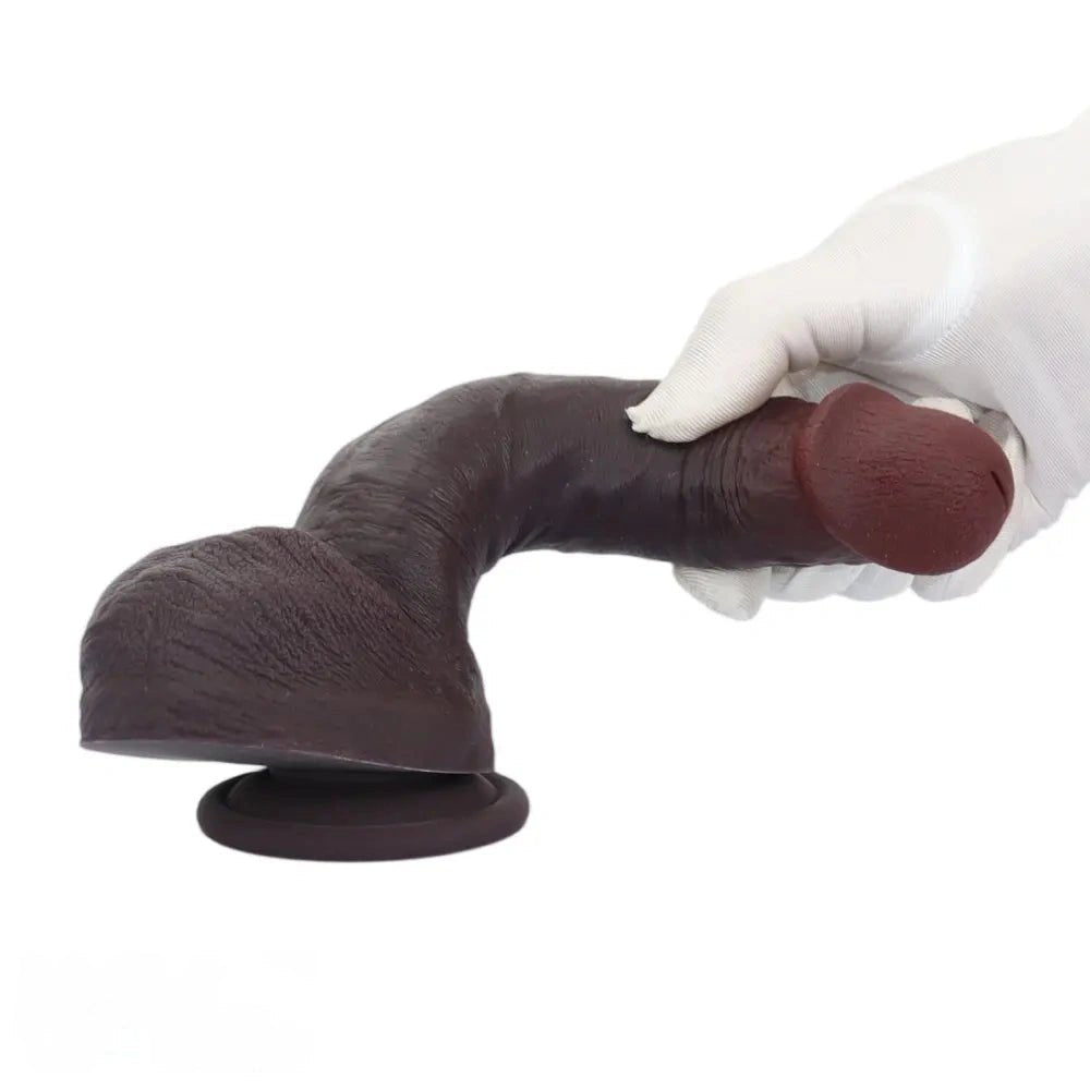 Coffee Suction Cup Dildo 8.67in - Silicone Suction Cup Dildo