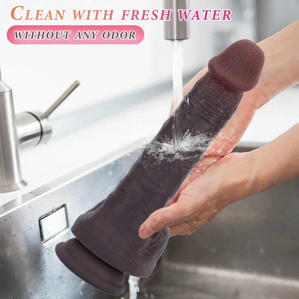 Coffee Suction Cup Dildo 8.67in - Silicone Suction Cup Dildo