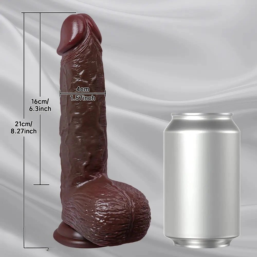 Coffee Tone Big Dildo - Silicone Big Dildo, 8.27 Inch