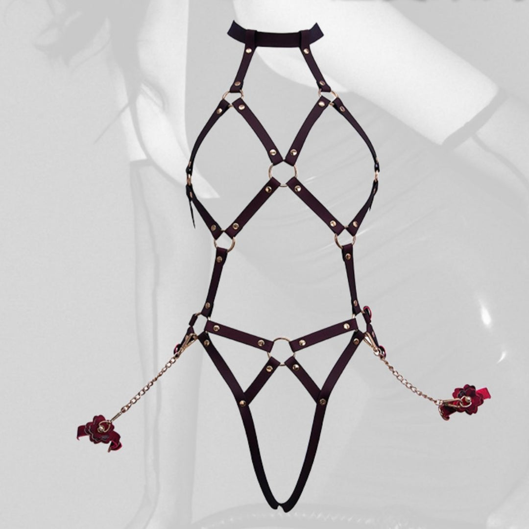Color Change Bondage Harness - PU Leather Bondage Gear