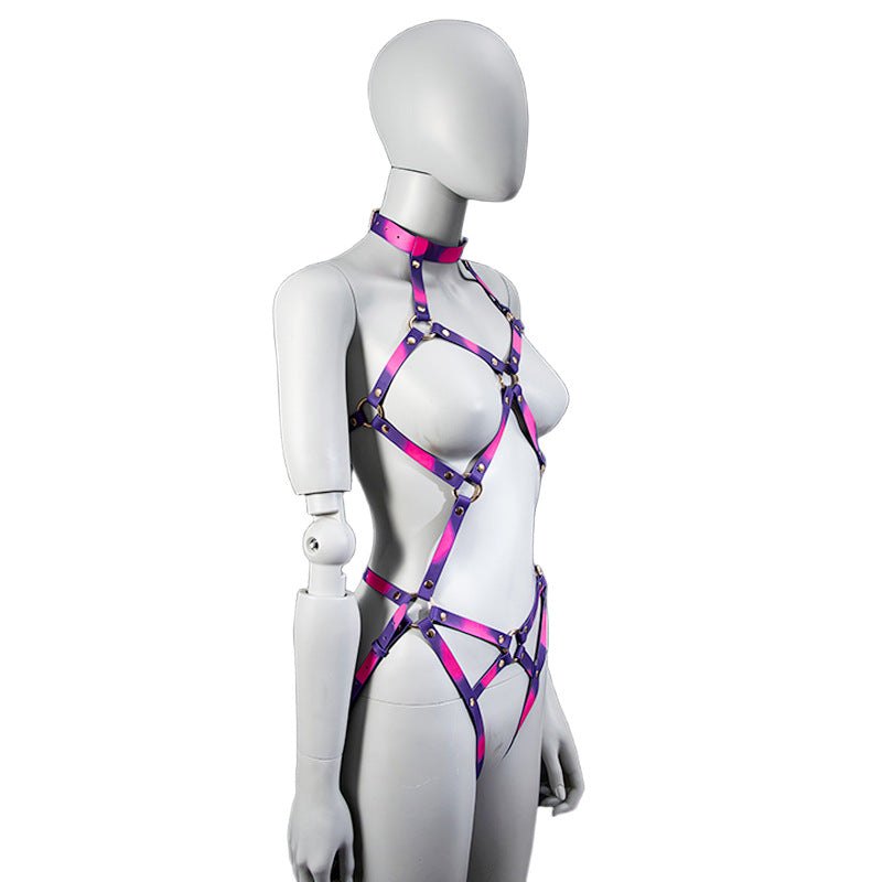 Color Change Bondage Harness - PU Leather Bondage Gear